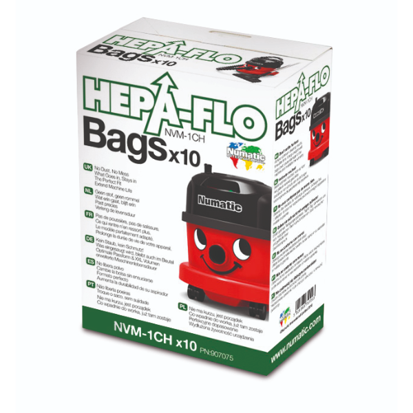 Numatic NVM1CH Vacuum Bags Genuine Pkt 10 HEPAFLO